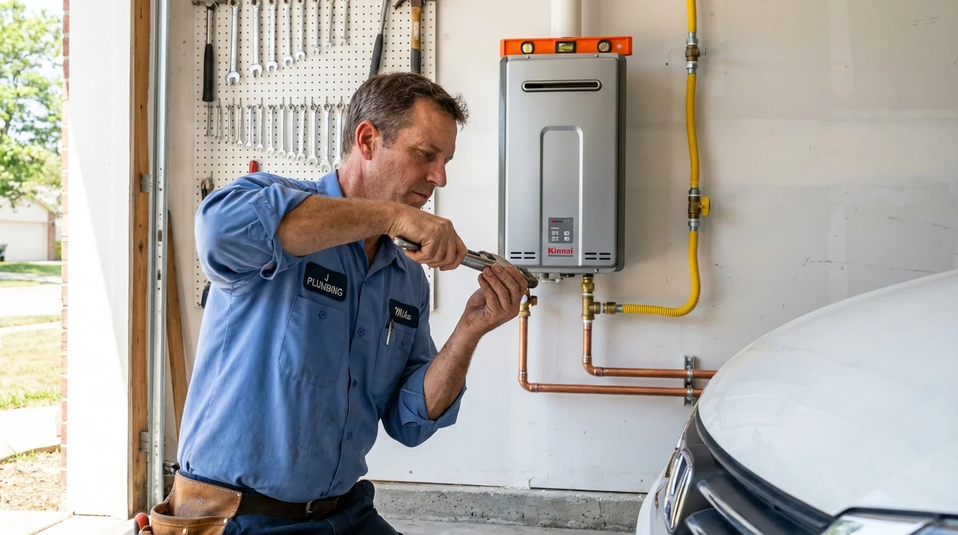 Tankless water heater installation by a Johns Plumbing LLC plumber in Boulder City